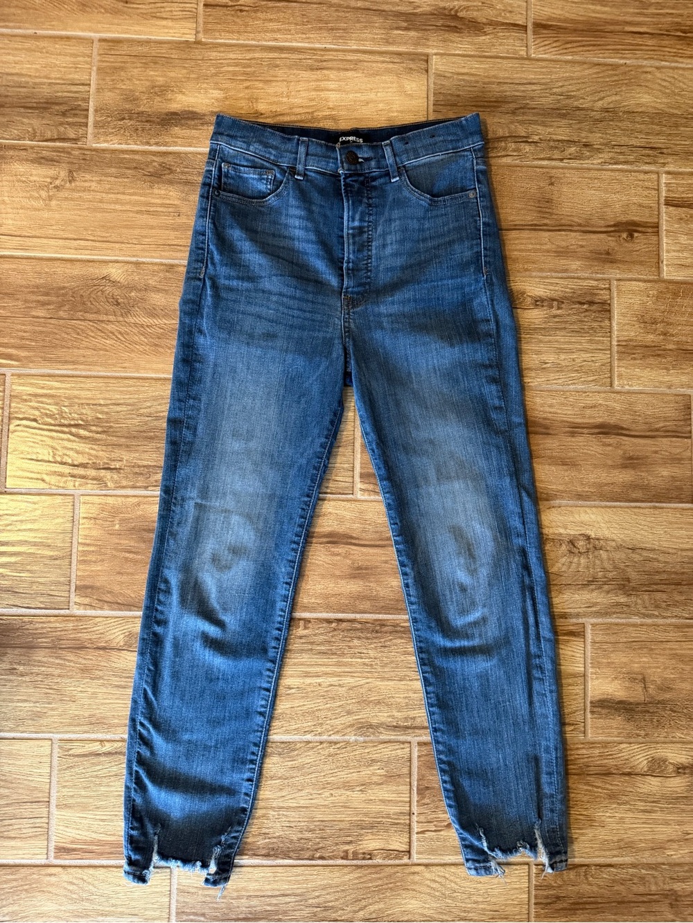 Express Women's Dark Blue High-Rise Skinny Jeans